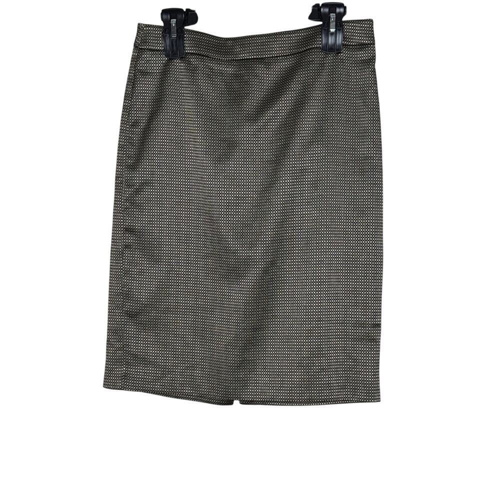 Ann Taylor Elegant Gold Black Pencil Skirt Size 8